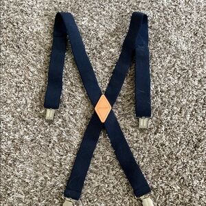 Navy Suspenders with Tan Accent